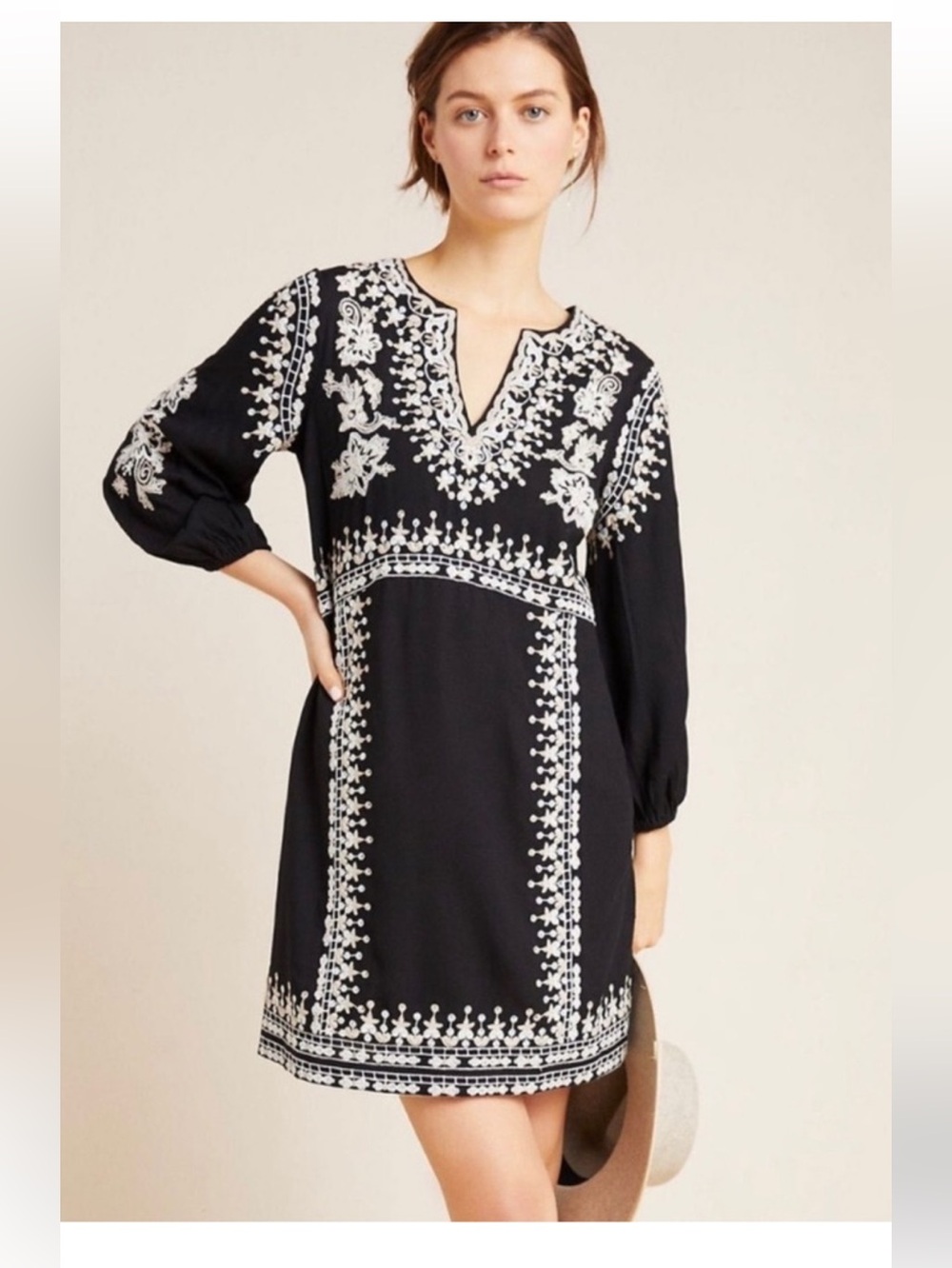 Anthropologie Maeve Allison Embroidered Tunic Dress